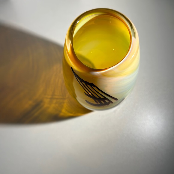 Peter Gudrunas Art Nouveau Blown Glass Vase SIGNED Rare Cadmium/Opalescent - Picture 7 of 13